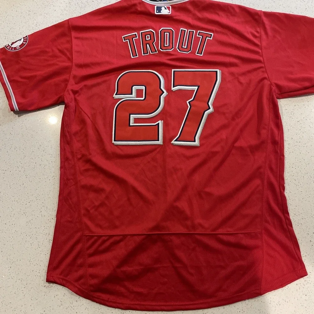 NWT Mike‎ Trout Nike Authentic Alternate Red Jersey Size 56 Los Angeles Angels